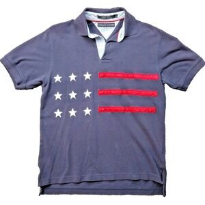 Y2K TOMMY HILFIGER Stars & Stripes USA Flag Collared Polo Shirt Men's SizeSmall